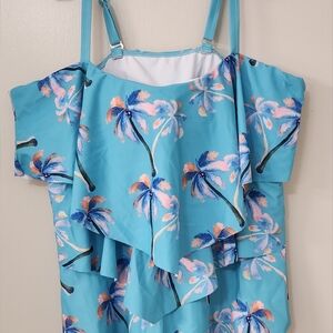 (4) All New Multi Color Swimsuits. All Sz 22. All (2) Piece Top & Pantied Short.